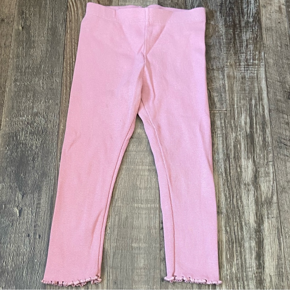 Pink Ruffle Hem Kids Leggings
